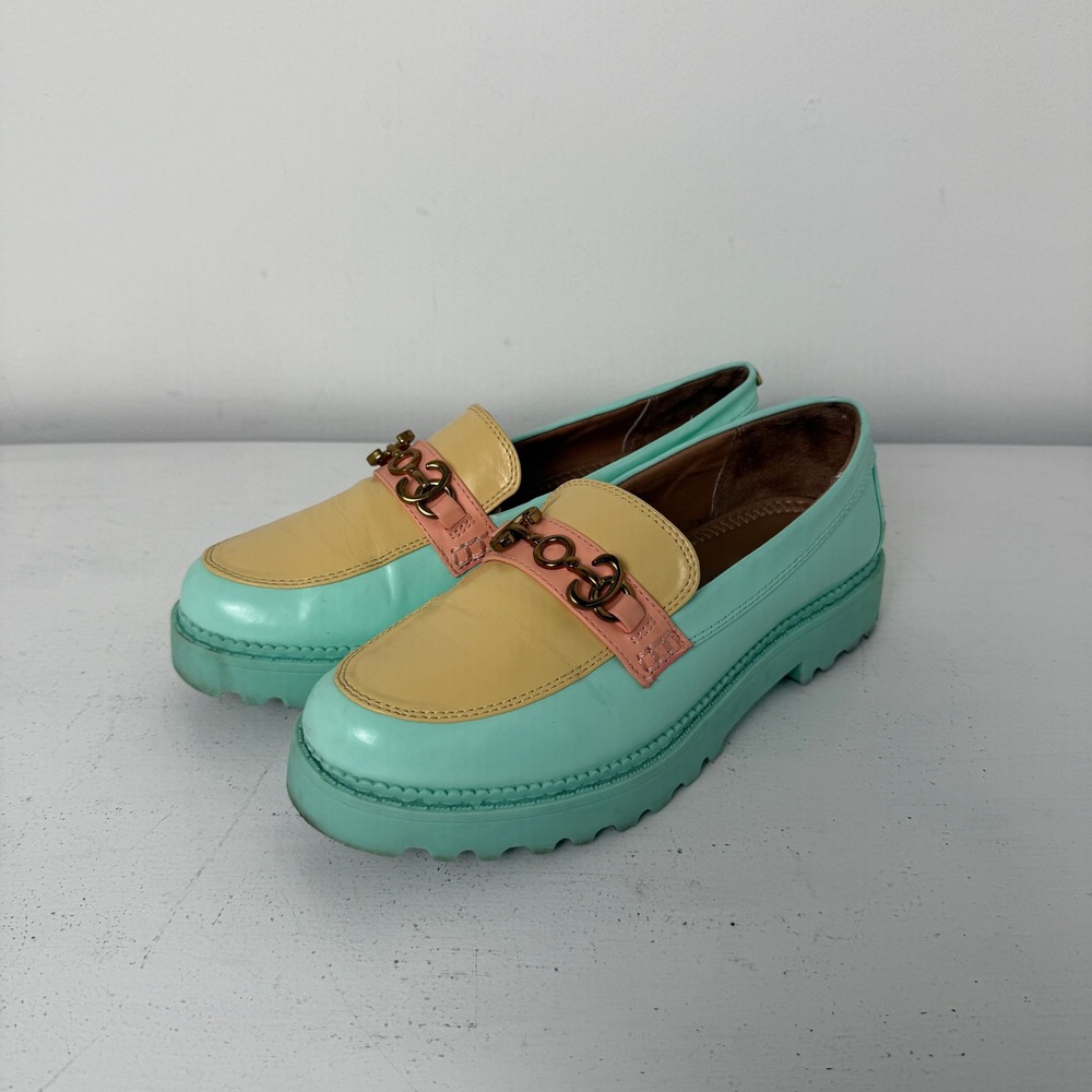 Circus NY Darielle Pastel Colorblock Platform Lug Sole Loafers Mint Yellow 8.5